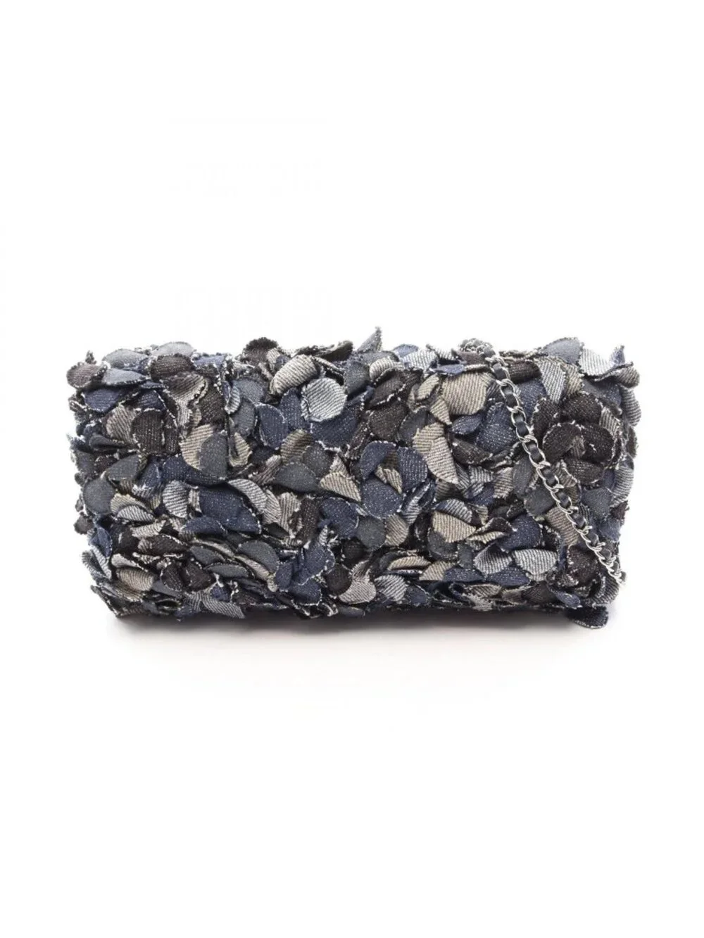 Chanel Shoulder Bag Camellia Denim Blue Chain